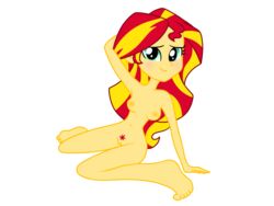 accurate_art_style blush breasts casual equestria_girls female flirting friendship_is_magic human kog_smut my_little_pony nipples nude pubes pussy sitting smile solo sunset_shimmer two_tone_hair