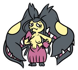 blush breasts female mawile mega_mawile nintendo pink_nipples pokemon pokemon_(species) pokemon_xy sharp_teeth small_breasts teeth unknown_artist video_games