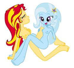 accurate_art_style breasts duo equestria_girls female friendship_is_magic human kog_smut my_little_pony nipples pussy sex small_breasts smile sunset_shimmer tribadism trixie_lulamoon yuri