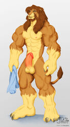 2006 anthro balls biceps erection feline furry galen galen_dhaelos kawayama lion male male_only muscles no_humans nude penis solo