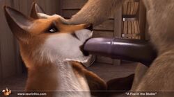 2boys 3d animated anthro balls barn brown_fur canine close-up deep_throat deepthroat equine erection fellatio fox furry gay horse interspecies irrumatio loop male male_only muscles no_humans nude oral oral_sex penis sex taurin_fox