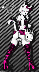 1boy anthro ass backside balls bell black_background bow clothes collar crossdressing ear_piercing edit english_text eyelashes feline femboy footwear frown furry girly goth grey_background heart heels hello_kitty hello_kitty_(character) hello_kitty_(series) high_heels jewelry kitty_white looking_away looking_back male male_only paw penis piercing pink_eyes plain_background presenting presenting_hindquarters purse raised_arm raised_tail ring rule_63 sanrio shadman shadow shiny shirt shoes simple_background skirt socks solo spikes standing stripes testicles text thick_thighs thighhighs trap whiskers white_eyes white_fur wide_hips wristband