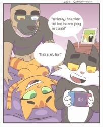 1girls 2025 2boys 4_fingers absurd_res anthro anthro_on_anthro anthro_penetrated anthro_penetrating anthro_penetrating_anthro areola areolae arm_support arm_tattoo artist_name bed bedding bedroom bedroom_sex big_areola big_areolae big_breasts big_eyes big_iris big_mouth_(anatomy) big_nipples big_penis biped black_body black_bow_tie black_clothing black_ears black_eyebrows black_fur black_nose black_shirt black_t-shirt black_tattoo black_text black_tie_(suit) black_topwear blind_eye border bottomless bottomless_anthro bottomless_male bow_tie breasts breasts_apart brown_body brown_eyes brown_fur brown_penis brutus_(pixie_and_brutus) canid canine canis canoartnsfw cheek_tuft clothed clothing completely_naked completely_naked_female completely_naked_male completely_nude completely_nude_female completely_nude_male controller crossover cuck cuckold cuckolding dark_body dark_fur dialogue digital_drawing_(artwork) digital_media_(artwork) dilf dipstick_tail domestic_cat domestic_dog dress empty_eyes english_text extended_arms eye_scar eyebrows eyelashes facial_markings facial_scar facial_tuft fangs felid feline felis female female_penetrated fingers fran_(litterbox_comics) from_front_position fur fur_tuft furniture game_controller genitals german_shepherd gloves_(marking) green_eyes green_sclera group head_markings herding_dog hi_res holding_controller holding_game_controller holding_nintendo_switch holding_object huge_areola huge_areolae huge_nipples humanoid_genitalia humanoid_penis husband husband_and_wife inside interspecies iris joel_(litterbox_comics) leaning leaning_forward light_body light_fur litterbox_comics long_eyelashes looking_at_object looking_at_viewer looking_down looking_down_at_object looking_down_at_partner looking_pleasured lying lying_on_bed male male/female male_penetrating male_penetrating_female mammal markings married_couple mature mature_anthro mature_female mature_male mature_man mature_woman milf mouth_scar mouthless multicolored_body multicolored_fur netorare nightstand nintendo nintendo_switch nipples no_pupils ntr nude nude_anthro nude_female nude_male on_back on_bed open_mouth open_smile orange_body orange_breasts orange_ears orange_eyes orange_fur orange_stripes orange_tail overweight overweight_anthro overweight_male pastoral_dog penetration penis photo picture_frame pink_areola pink_areolae pink_background pink_nipples pink_nose pink_scar pink_tongue pixie_and_brutus platform_missionary_position pointy_ears prick_ears purple_bedding scar sex shirt shirt_only simple_background sitting sitting_on_bed smile smiling_at_another smiling_at_partner smirk smirking_at_another snout speech_bubble spread_arms spread_legs spreading standing standing_sex straight straight_sex striped_arms striped_body striped_face striped_fur striped_legs striped_markings striped_tail stripes suit t-shirt t-shirt_only tabby_cat tail tail_markings talking_to_another tan_sclera tattoo teeth term_of_endearment text thick_eyebrows thick_neck thick_penis thick_thighs three-quarter_view tongue topwear topwear_only trio tuft tuxedo_cat two_tone_face two_tone_tail vaginal_penetration webcomic wedding_dress white_body white_border white_clothing white_dress white_fur white_markings white_speech_bubble white_tail_tip wife year yellow_sclera