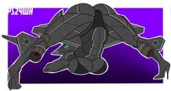 1girls aeromorph aircraft animate_inanimate anthrofied bent_over breast_squeeze female jack-o'_pose living_aircraft living_machine looking_back panties presenting protoskip simple_background solo
