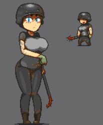 1girls 2d 2d_(artwork) 2d_artwork bat big_ass big_breasts big_butt big_thighs blue_eyes breasts brush clothed clothed_female clothes clothing curvaceous_female curvaceous_figure curves curvy curvy_body curvy_female curvy_figure curvy_hips curvy_thighs dead_ahead digital_art digital_drawing_(artwork) digital_media digital_media_(artwork) female female_focus female_only gloves helmet helmet_only looking_at_viewer lubber_(dead_ahead) military_helmet pixel pixel_(artwork) pixel_art pixelated rule_63 seductive seductive_body seductive_look seductive_pose tactical_nudity tattoo tattoo_on_arm tattooed_arm tattoos white_skinned_female