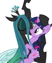 alicorn badumsquish crown equine female friendship_is_magic hair horn horse kissing my_little_pony pony queen_chrysalis_(mlp) smooth_skin twilight_sparkle_(mlp) wings