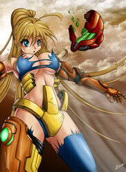 armor armored_samus blonde_hair broken_armor broken_helmet female female_only helmet helmet_with_visor human metroid nintendo samus_aran solo tagme torn_clothes varia_suit varia_suit_helmet zero_suit