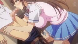 1boy 1girls 2d against_wall animated animated_gif big_breasts blowjob breasts brown_hair censored clothed_female_nude_male erection faceless_male fellatio female gif hentai kneeling kneeling_oral_position large_breasts light-skinned_female light-skinned_male light_skin long_hair male mosaic_censoring penis source_request straight tagme teenage_girl teenager testicles