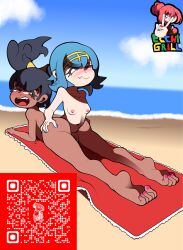 advertisement anal_vore ass_vore iris_(pokemon) lana_(pokemon) qr_code stickerhentai stickerhentai.com vore