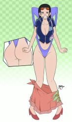 ass embarrassed_female gritted_teeth nico_robin one_piece purple_panties skirt_down wedgie