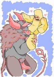 >_< >o< 2boys black_body black_fur black_skin blocky blocky_body blush cap closed_eyes cunnilingus duo forsaken_(roblox) gay guest_666 guest_666_(forsaken) hand_on_horn hat headwear heart horns licking_pussy naked niightbiite noob noob_(forsaken) noob_(roblox) nude open_mouth penis red_horns red_penis red_tail roblox size_difference tail tongue tongue_out