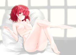 barefoot breasts collarbone female nipples nude pussy raiko_horikawa red_eyes red_hair septet_(zrca_janne) short_hair solo touhou