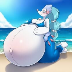 ai_generated anthro blue_eyes blue_hair furry pokemon pokemon_(species) pregnant pregnant_female primarina