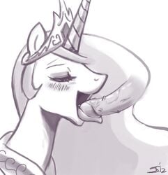 alicorn blush crown equine female friendship_is_magic hair horn horse john_joseco long_hair my_little_pony oral penis pony princess_celestia_(mlp) smile wings