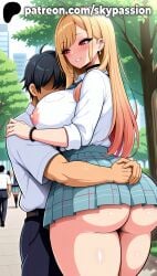 1boy 1girls 2025 ahoge ai_assisted ai_generated anime artist_name ass big_ass big_breasts big_butt big_chest black_hair blonde_hair blush booty bracelet braless breast_smother breasts bubble_ass bubble_butt bush bust busty buttocks chest clothed_female curvy_ass curvy_butt ear_piercing earrings face_to_breasts faceless female firm_ass giant_breasts grin gyaru head_between_breasts heart_earrings heavy_breasts hi_res high_quality high_resolution highres hug huge_boobs huge_breasts jewelry juicy_ass juicy_butt kitagawa_marin lamppost large_ass large_breasts long_hair massive_boobs massive_breasts no_bra no_panties outdoors palm_tree park patreon patreon_username perfect_ass piercing plant plump_ass round_ass school_uniform sexy_ass skirt skirt_lift skypassion smile sono_bisque_doll_wa_koi_wo_suru stable_diffusion straight thick_thighs thighs tight_ass tree voluptuous_ass watermark