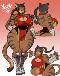 ass big_ass big_breasts boots breasts bubble_ass bubble_butt chinese_clothes cleavage female furry huge_ass huge_breasts leotard lunarartstudios_(artist) martial_arts tiger tiger_girl