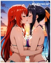 2girls ai_generated akeno_himejima high_school_dxd lesbian_couple lesbian_domination lesbian_focus lesbian_kiss lesbian_sex rias_gremory yuri yuri yuri