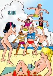 2girls archie_andrews archie_comics ass betty_and_veronica betty_cooper black_hair blonde_hair breasts camera chuck_clayton dilton_doiley female female_only jughead_jones moose_mason multiple_girls nude reggie_mantle sak veronica_lodge