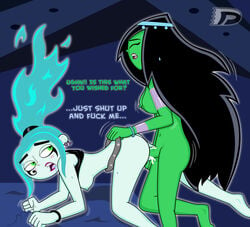 1futa 1girls cum cum_inside danny_phantom darkdp desiree dickgirl doggy_style ember_mclain female futa_on_female futanari ghost glowing green_eyes green_skin intersex nickelodeon nude purple_lipstick sex smooth_skin vaginal_penetration