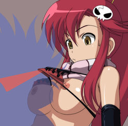 40010prototype bikini bikini_lift bikini_top breasts bust kamina kamina_shades looking_down nipples swimsuit tengen_toppa_gurren-lagann tengen_toppa_gurren_lagann yoko_littner