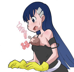 blue_hair boota cute_fang feral flat_chest gloves kiyal_bachika long_hair nipple_slip nipples ookamiuo strap_slip tengen_toppa_gurren-lagann tengen_toppa_gurren_lagann translated