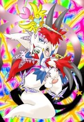 abstract_background anthro claws crossdressing erection feminine_male furry green_eyes magic_wand magical_boy male male_only open_mouth pokémon_(species) pokemon pokemon_(species) pokemon_rse white_fur wink zangoose