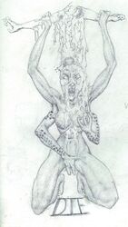 1girls 4_arms black_and_white blood die english_text female female_masturbation female_only gore grabbing_own_breast kneeling masturbation medium_breasts monochrome mortal_kombat mortal_kombat_3 multi_arm multi_limb no_pupils open_mouth sheeva sketch solo what