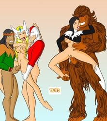 alpha_flight aurora_(marvel) dark-skinned_male dark_skin female guardian_(marvel) interracial james_hudson jeanne-marie_beaubier male marvel marvel_comics michael_twoyoungmen narya_(marvel) native_american sasquatch_(marvel) shaman snowbird straight_hair tulio walter_langkowski