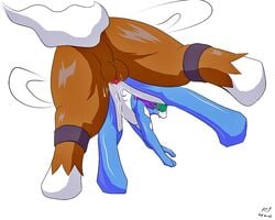 ass balls canine color cum entei female fur furry interspecies male mammal nintendo penis pokemon pokemon_(species) porkyman sex straight suicune teats vaginal_penetration