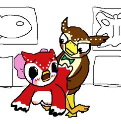 animal_crossing anthro anthro_only artist_request blathers_(animal_crossing) bowtie breasts brother_and_sister celeste_(animal_crossing) crying female furry incest nintendo nipples no_humans owl player_1 source_request straight_hair tears year_request