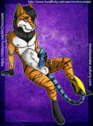 anthro balls feline fur furry hybrid liger looking_at_viewer male male_only masturbation mrchocolate nude penis solo zero_(zero12sj)
