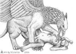 avian beak canine claws feathers female feral forced gryphon male penis perilous pussy rape ultrafox wolf