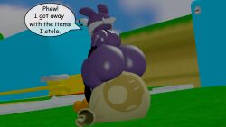 3d anthro ass big_ass dialogue furry furry_male furry_only gay male male_only mario_(series) nabbit rabbit skulltronprime969 solo text