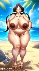 1girls beach big_breasts black_hair breasts child_bearing_hips chubby chubby_female closed_eyes completely_nude drasna_(pokemon) female female_only fertile gilf hands_on_hips heels high_heels high_resolution huge_breasts looking_at_viewer m_jr_art milf nipples nude nudist_beach old_woman paid_reward pokemon pussy ready_for_sex shaved_pussy smile solo solo_female tagme thick_thighs thighs venus_body very_high_resolution wide_hips