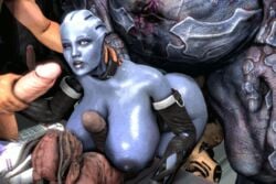 2girls 3boys 3d ambiguous_penetration anilingus animated asari ass big_ass blue_skin bouncing_breasts breasts busty collar crossover cum_on_face curvy demon dreamhawk ea elf female from_behind gangbang huge_breasts huge_cock interspecies jack_(mass_effect) liara_t'soni male male_anilingus mass_effect monster multiple_girls multiple_penises nude office old_man paizuri penis prostitution rimjob rimming sfmdh straight teamwork wide_hips yahg