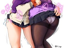 2018 2girls ass_focus assisted_exposure bewitching_thighs big_butt big_thighs black_leggings black_pantyhose black_stockings blurry cardigan cardigan_vest college college_student depth_of_field duo duo_female fat_ass fat_ass_teen fat_thighs female female_only female_pervert females_focus from_behind from_behind_angle from_behind_position girl_on_girl gluteal_fold groping groping_ass groping_from_behind hands_on_partner heavenly_ass horny_female human jacket large_ass large_butt large_thighs lesbian_couple lifted_skirt lingerie_(aki3240) long_sleeves microskirt motion_lines multiple_girls older_male_younger_female orange_ribbon panties panties_visible pantyhose pleated_skirt pulling_skirt purple_jacket rear_view school_girl school_uniform schoolgirl schoolgirl_uniform shinjou_akane short_skirt side_tie_panties skirt_lift slutty_teenager ssss.gridman student students sweater takarada_rikka teenager_on_teenager teenagers thick_female thick_legs thick_thighs thighs_together undies white_cardigan white_panties wrist_ribbon young_female yuri