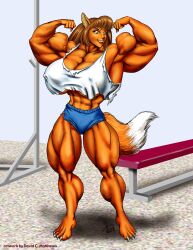 abs anthro biceps big_breasts big_muscles breasts dcmatthews female huge_breasts large_breasts large_muscles muscles muscular_arms muscular_female muscular_legs muscular_thighs pecs tail