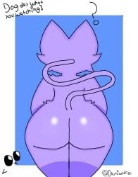 big_butt catnap catnap_(poppy_playtime) critters_(poppy_playtime) damiwolfer domestic_cat furry_only no_humans poppy_playtime poppy_playtime_(chapter_3) purple_body purple_fur purple_skin showing_ass simple_background simple_shading smiling_critters