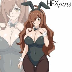 big_breasts brown_hair bunny_ears bunnysuit cleavage hfxpins kono_subarashii_sekai_ni_shukufuku_wo! wiz_(konosuba)