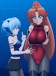 blue_eyes breasts clothing erect_nipples erect_nipples_under_clothes female mermaid_melody_pichi_pichi_pitch mimi_(mermaid_melody_pichi_pichi_pitch) sheshe skirt