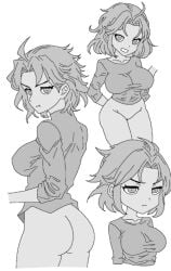 1girl 1girls ass breasts casn character_sheet chibi dio_brando female female_dio female_focus female_only genderswap_(mtf) greyscale humanoid jojo's_bizarre_adventure monochrome multiple_views rule_63 self_upload shirt_only sketch sketch_page solo solo_female solo_focus stardust_crusaders tagme vampire villainess