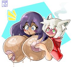 big_breasts holding_breasts moonix_xero sina_(pokemon) white-haired_wolf_boy_(bupiti)