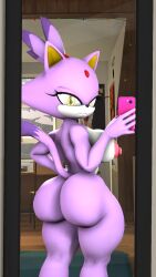 1girls 3d 3d_(artwork) areola areolae ass big_ass big_breasts big_butt blaze_the_cat bluewyvern breasts cat_tail catgirl completely_naked completely_naked_female completely_nude completely_nude_female huge_ass huge_butt large_ass large_breasts large_butt mirror mirror_selfie naked nipples nude puffy_nipples selfie solo solo_female solo_focus sonic_(series) sonic_the_hedgehog_(series) tail thick_ass