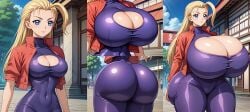 1girls ahoge ai_generated ass ass_focus asshole bangs bare_shoulders big_ass big_breasts big_thighs bimbo bimbofication blonde_hair blue_eyes blush bottom_heavy bottomless braid breast_expansion breasts bubble_ass bubble_butt cameltoe curvy expansion expansion_sequence fake_breasts gigantic_ass gigantic_breasts gigantic_butt gigantic_thighs hips history's_strongest_disciple_kenichi huge_ass huge_breasts huge_butt hyper hyper_ass hyper_breasts inflation leotard miu_furinji musk progression purple_leotard sequence shijou_saikyou_no_deshi_ken'ichi shiny_clothes skin_tight solo thick_ass thick_legs thick_thighs thighs top_heavy transformation voluptuous white_skin wide_hips