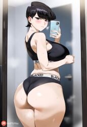 1milf 2024 ai_generated asian asian_female black_bra black_clothing black_hair black_panties black_sports_bra blacked blacked_clothing cellphone fat_ass female female_only gym_uniform helltoyou holding_object holding_phone huge_ass huge_breasts huge_butt komi-san_wa_komyushou_desu komi_shuuko light-skinned_female light_skin mirror mirror_selfie novelai patreon patreon_logo phone selfie short_hair smartphone solo sports_bra thick_thighs voluptuous voluptuous_female