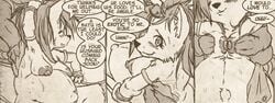 armpits blush breasts canine cheating comic english_text female male monochrome pandaren pregnant steslos tagme text video_games warcraft werewolf wet worgen world_of_warcraft