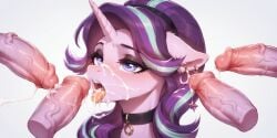 ai_generated choker cum disembodied_penis greesys my_little_pony starlight_glimmer tagme white_background