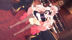 3d big_penis bikini bikini_top elsword finger_in_mouth fishnets futanari huge_cock koikatsu laby_(elsword) large_penis maid maid_uniform seductive seductive_look self_upload vostrumdeus