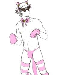 cap cat_ears catboy dirk_strider gloves hat homestuck male male_focus male_only masculine piercing pink ribbon short_hair short_hair_male solo solo_male spicyglitter1 spiky_hair sunglasses thighhighs