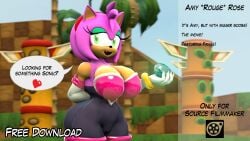 3d_(artwork) amy_rose amy_the_bat big_breasts bodysuit bubble_butt busty chaos_emerald curvy_female makeup model neckline rouge_the_bat_(cosplay) seductive sonic_(series) spandex_suit tahlian